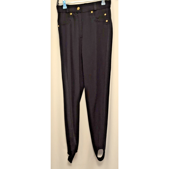 Vintage Gianni Versace Couture 42 small Black Stirrup pants Italy stretchy - Picture 1 of 9
